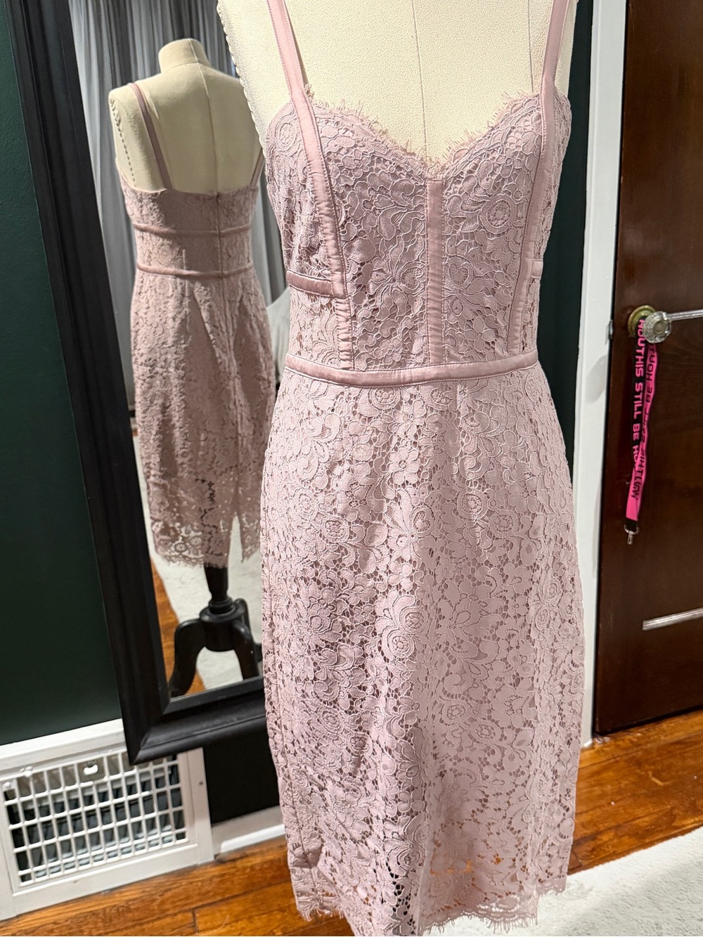 Express Pink Lace Midi Dress